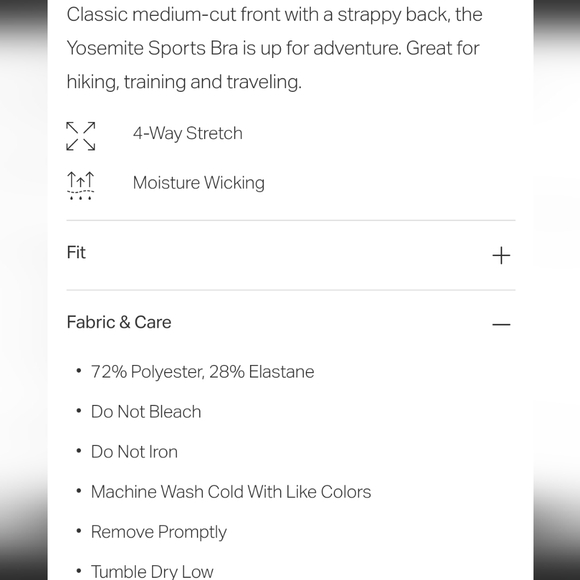 NWOT VUORI YOSEMITE SPORTS BRA,  Size:Large - Picture 6 of 6